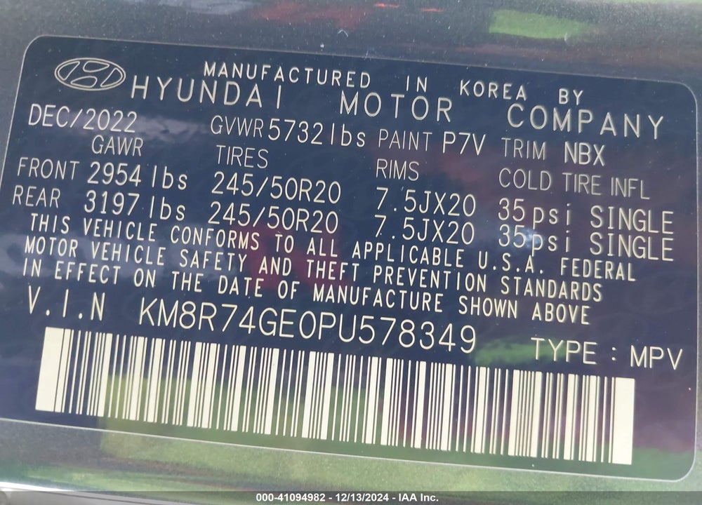 2023 HYUNDAI PALISADE CALLIGRAPHY VIN: KM8R74GE0PU578349