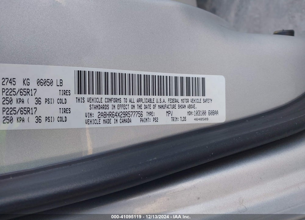 2009 CHRYSLER TOWN & COUNTRY LIMITED VIN: 2A8HR64X29R577756