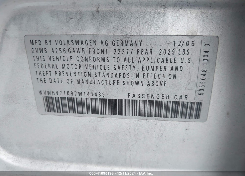 2007 VOLKSWAGEN GTI 4-DOOR VIN: WVWHV71K97W141489