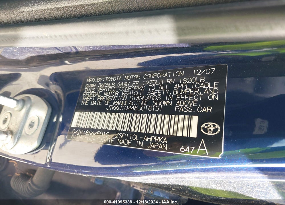 2008 SCION XD VIN: JTKKU10448J018151