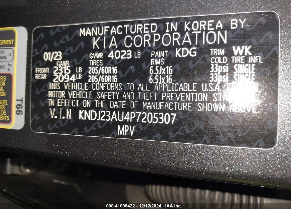 2023 KIA SOUL VIN: KNDJ23AU4P7205307