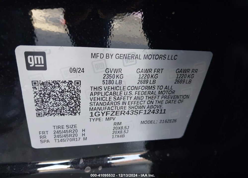 2025 CADILLAC XT4 FWD SPORT VIN: 1GYFZER43SF124311