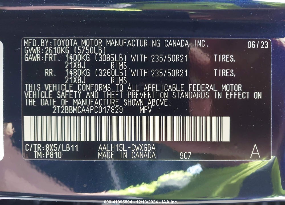 2023 LEXUS RX 350H PREMIUM PLUS VIN: 2T2BBMCA4PC017829