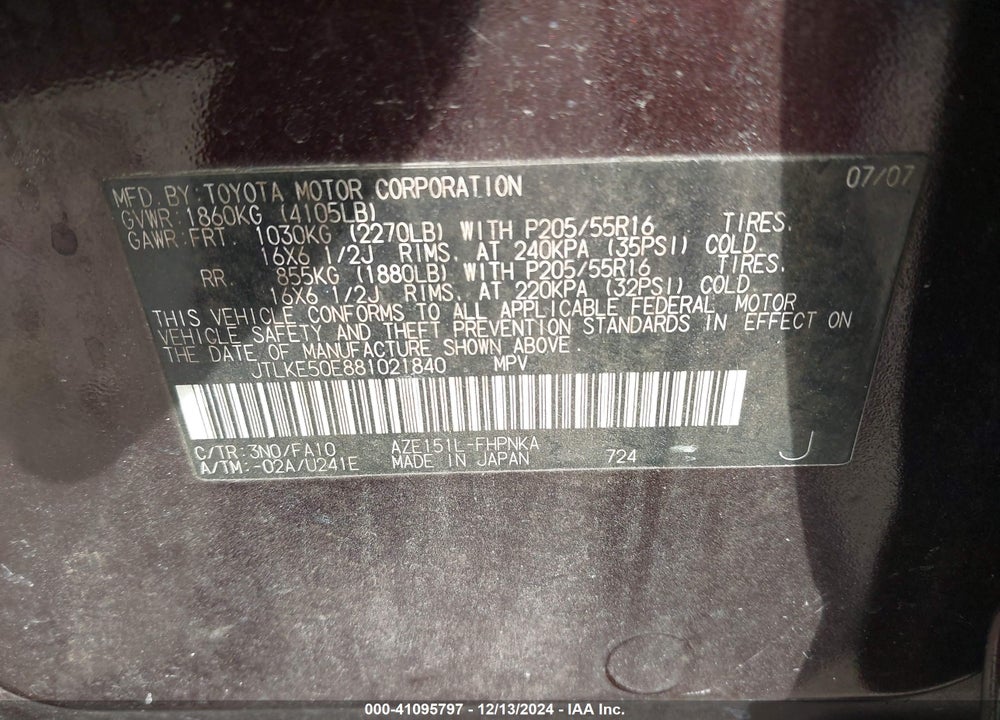 2008 SCION XB VIN: JTLKE50E881021840