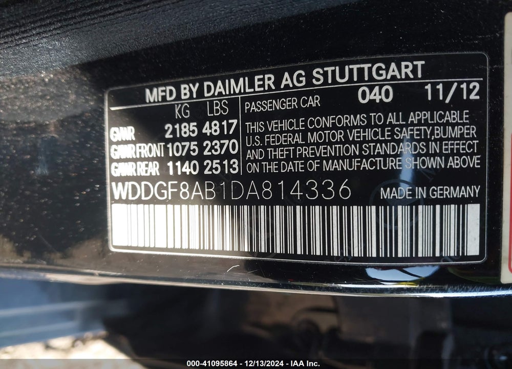 2013 MERCEDES-BENZ C 300 LUXURY 4MATIC/SPORT 4MATIC VIN: WDDGF8AB1DA814336