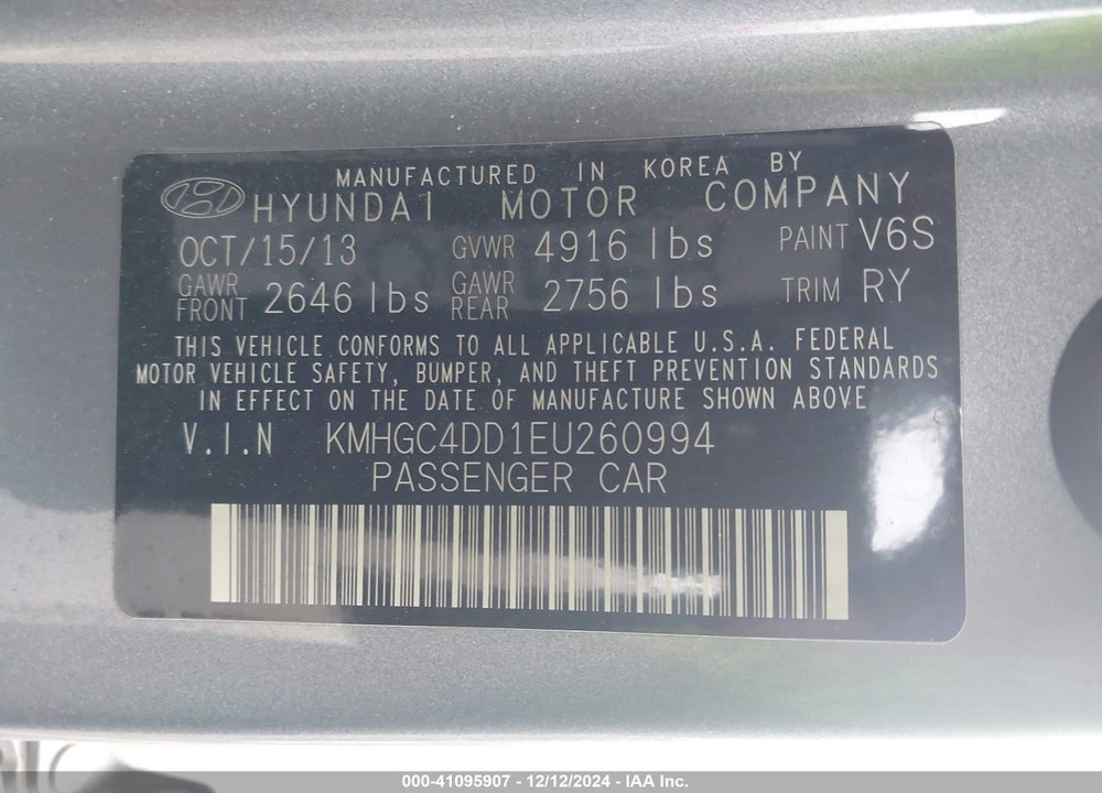 2014 HYUNDAI GENESIS 3.8 VIN: KMHGC4DD1EU260994