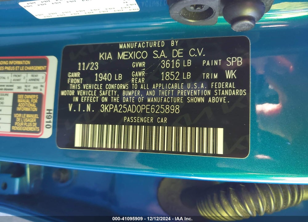 2023 KIA RIO 5-DOOR S VIN: 3KPA25AD0PE625898