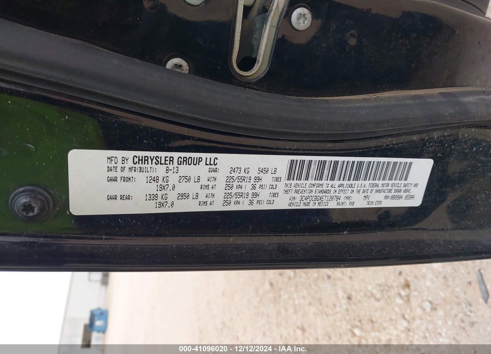 2014 DODGE JOURNEY VIN: 3C4PDCBGXET120784
