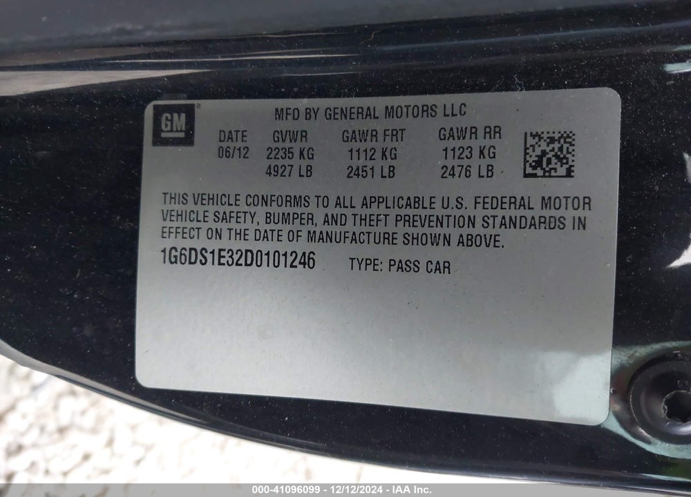 2013 CADILLAC CTS PREMIUM VIN: 1G6DS1E32D0101246