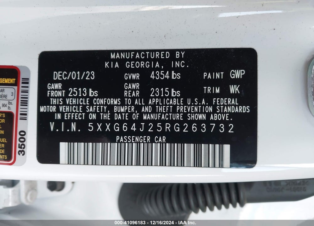 2024 KIA K5 VIN: 5XXG64J25RG263732