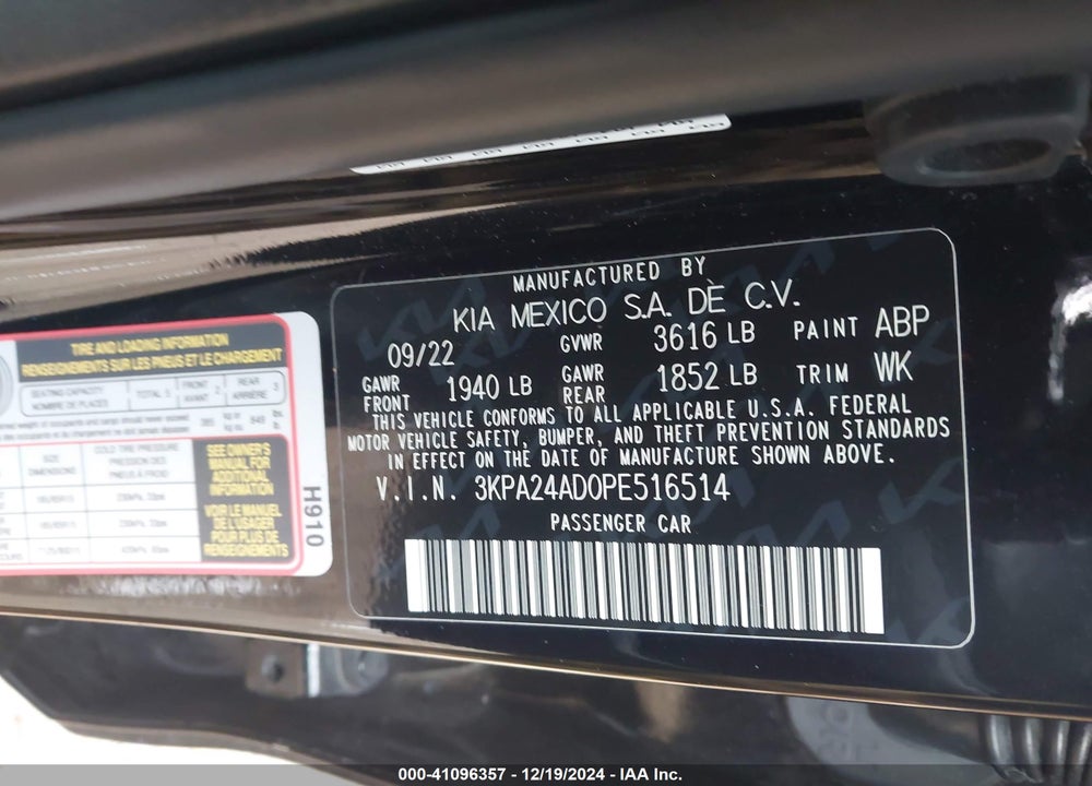 2023 KIA RIO S VIN: 3KPA24AD0PE516514