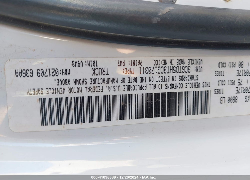2012 RAM 2500 ST VIN: 3C6TD5HT3CG170311