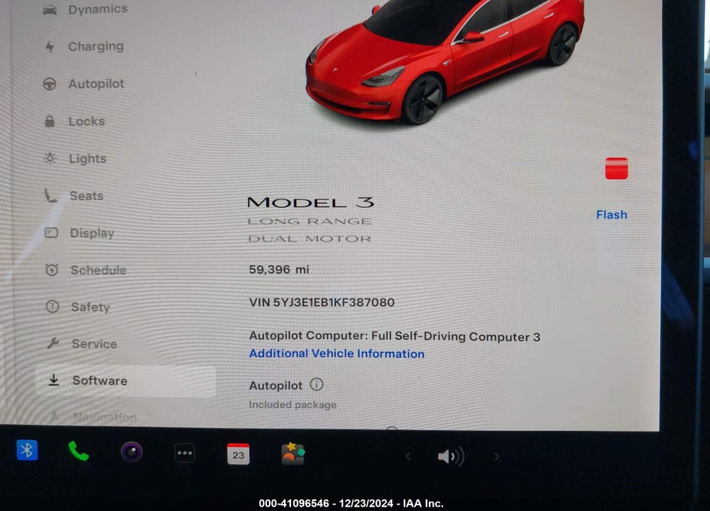 2019 TESLA MODEL 3 LONG RANGE/PERFORMANCE VIN: 5YJ3E1EB1KF387080