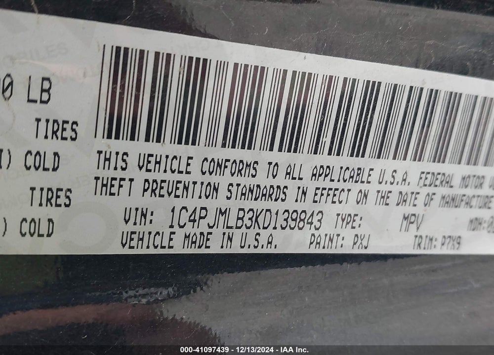 2019 JEEP CHEROKEE LATITUDE PLUS 4X4 VIN: 1C4PJMLB3KD139843