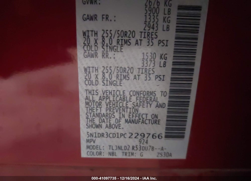 2023 NISSAN PATHFINDER SL 4WD VIN: 5N1DR3CD1PC229766