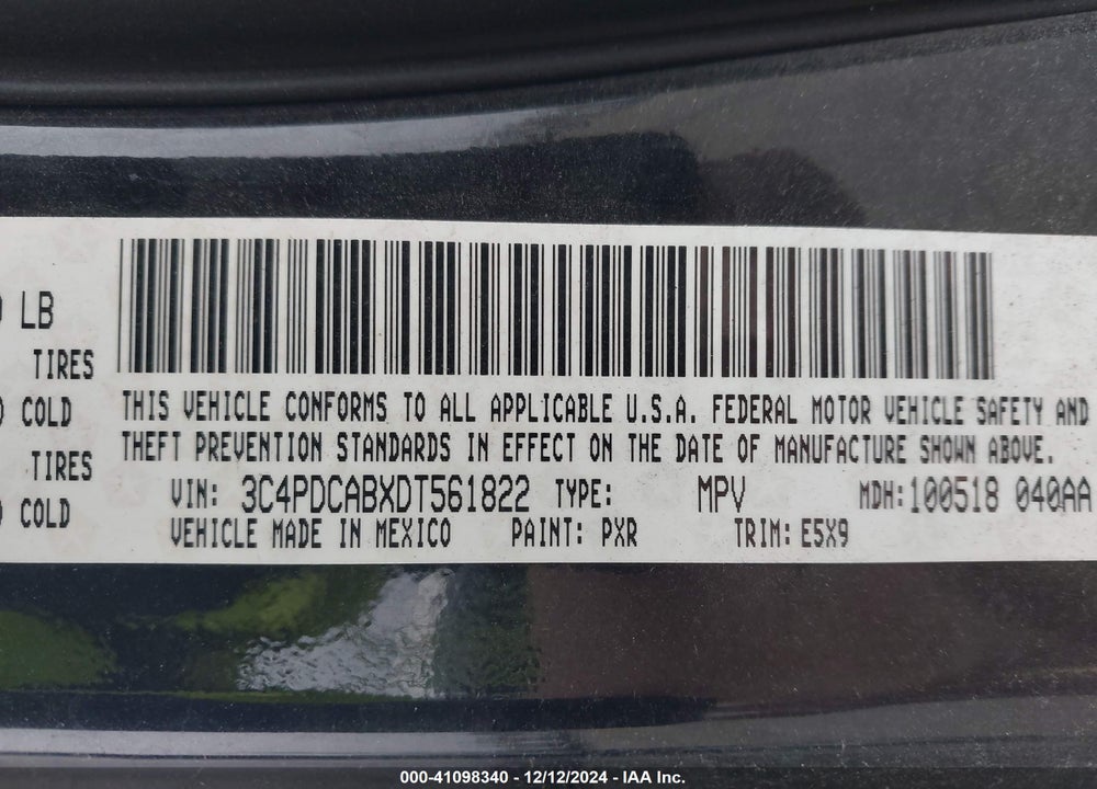 2013 DODGE JOURNEY AMERICAN VALUE PKG VIN: 3C4PDCABXDT561822