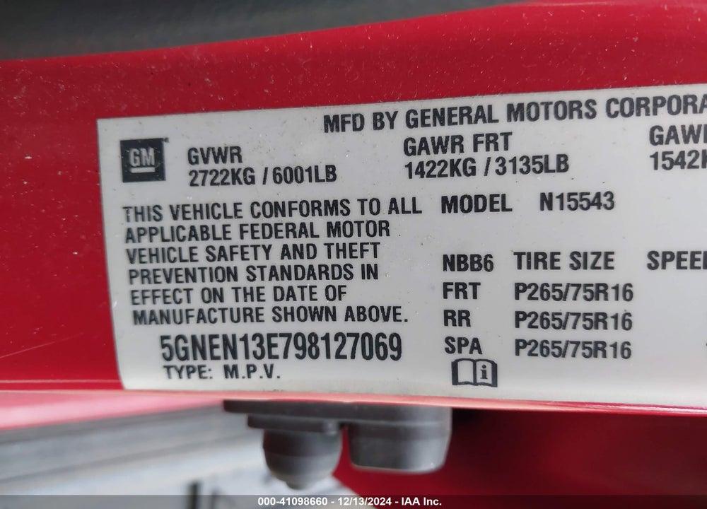 2009 HUMMER H3T VIN: 5GNEN13E798127069