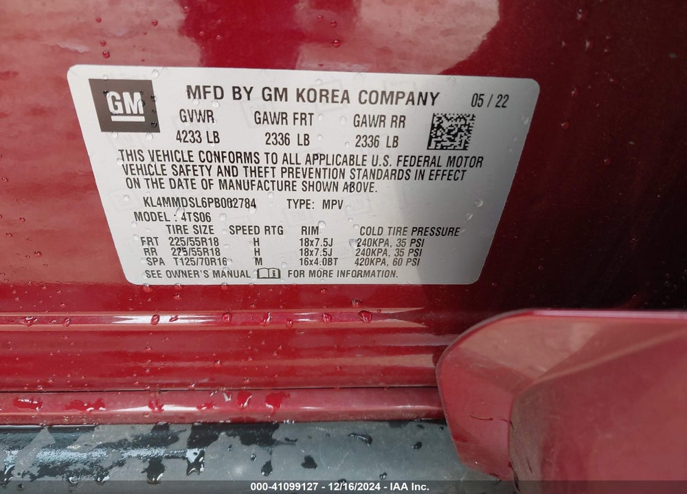 2023 BUICK ENCORE GX SELECT FWD VIN: KL4MMDSL6PB002784