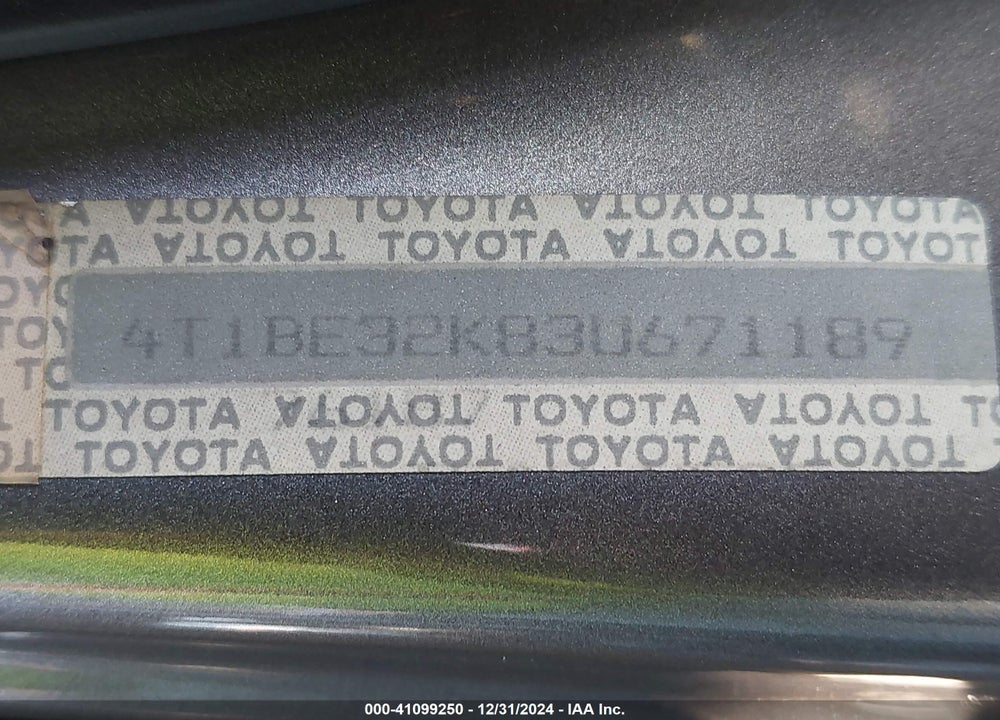 2003 TOYOTA CAMRY LE VIN: 4T1BE32K83U671189