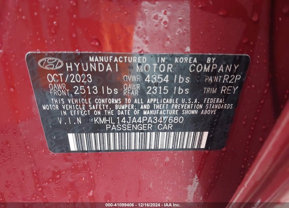 2023 HYUNDAI SONATA VIN: KMHL14JA4PA347680