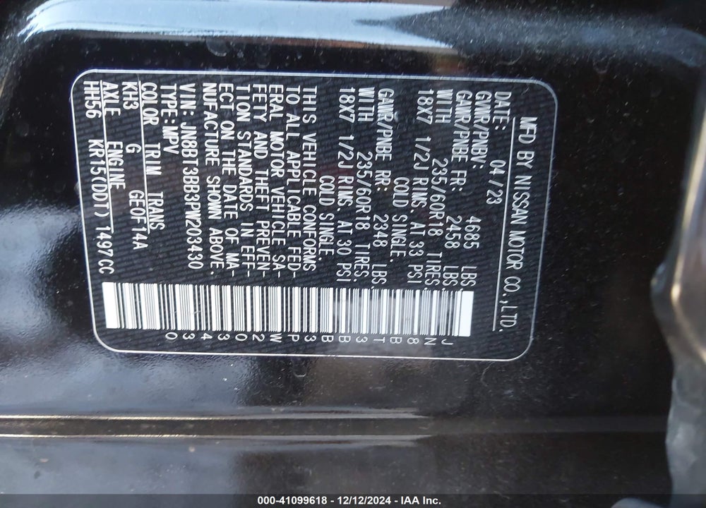 2023 NISSAN ROGUE SV INTELLIGENT AWD VIN: JN8BT3BB3PW203430