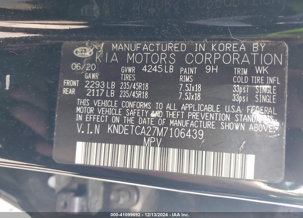 2021 KIA SELTOS SX TURBO VIN: KNDETCA27M7106439