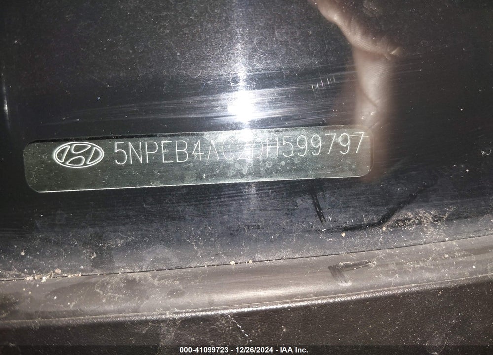 2013 HYUNDAI SONATA VIN: 5NPEB4AC2DH599797