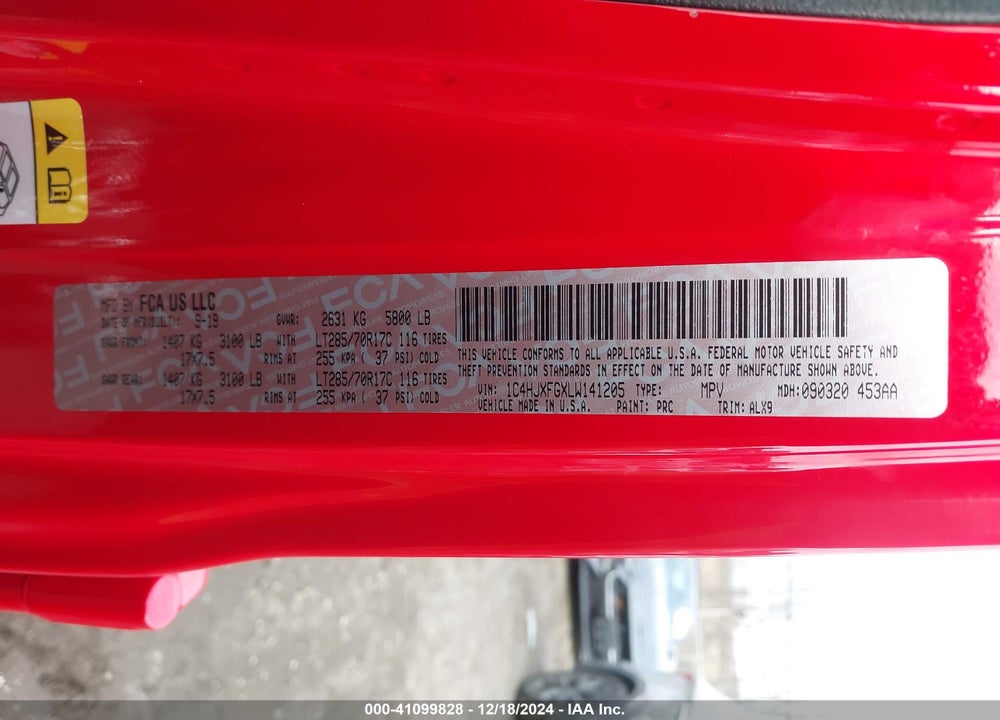 2020 JEEP WRANGLER UNLIMITED RUBICON 4X4 VIN: 1C4HJXFGXLW141205