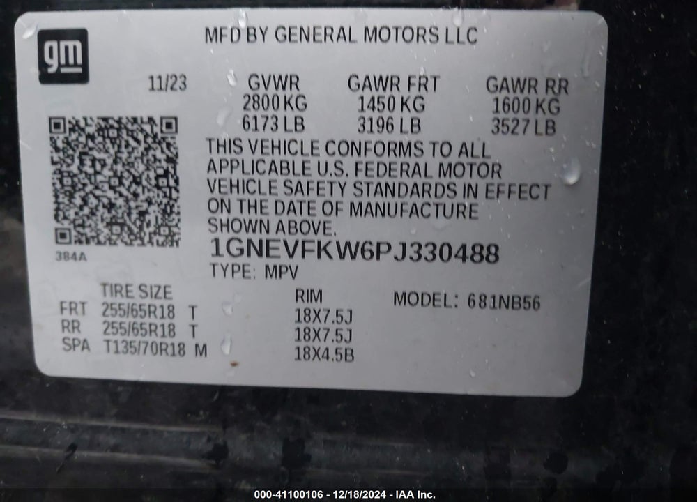 2023 CHEVROLET TRAVERSE AWD LS VIN: 1GNEVFKW6PJ330488