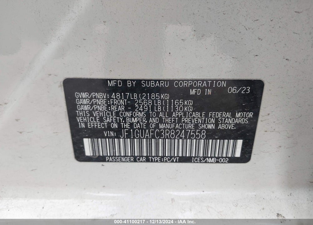 2024 SUBARU IMPREZA VIN: JF1GUAFC3R8247558