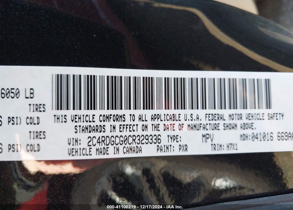 2012 DODGE GRAND CARAVAN SXT VIN: 2C4RDGCG0CR329336
