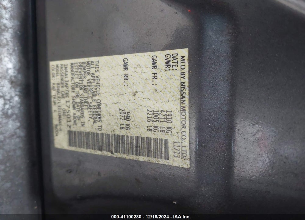 2014 NISSAN ALTIMA VIN: 1N4AL3AP7EC175012