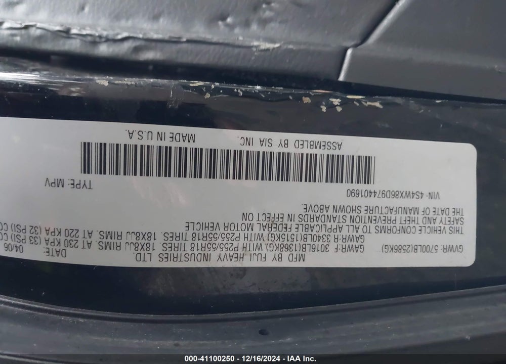 2007 SUBARU B9 TRIBECA LIMITED 7-PASSENGER VIN: 4S4WX86D974401690