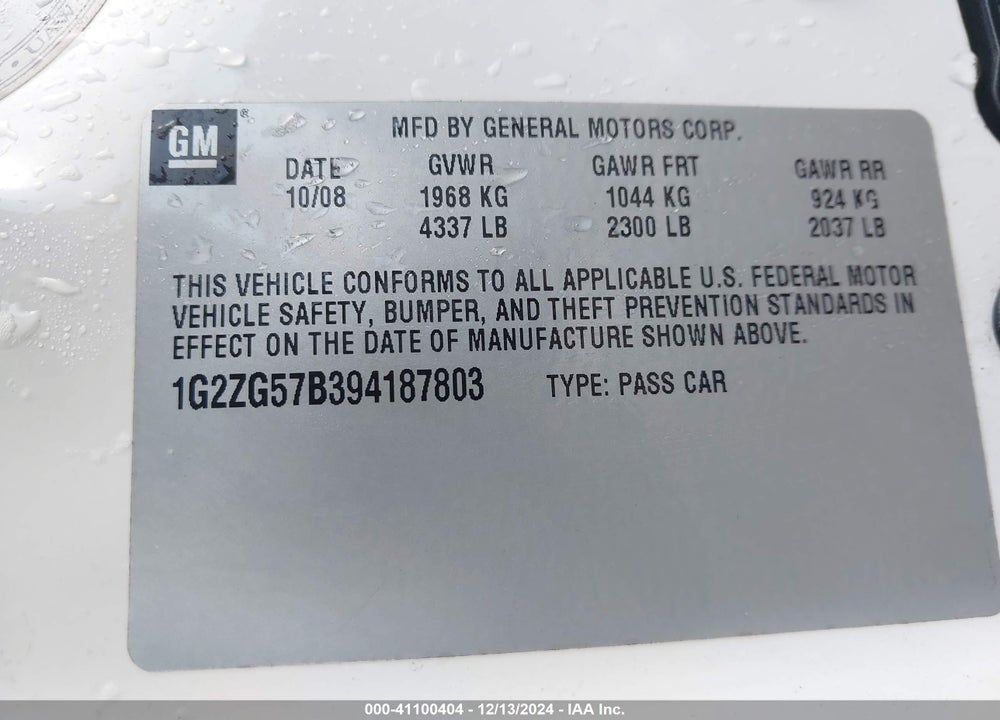 2009 PONTIAC G6 VIN: 1G2ZG57B394187803