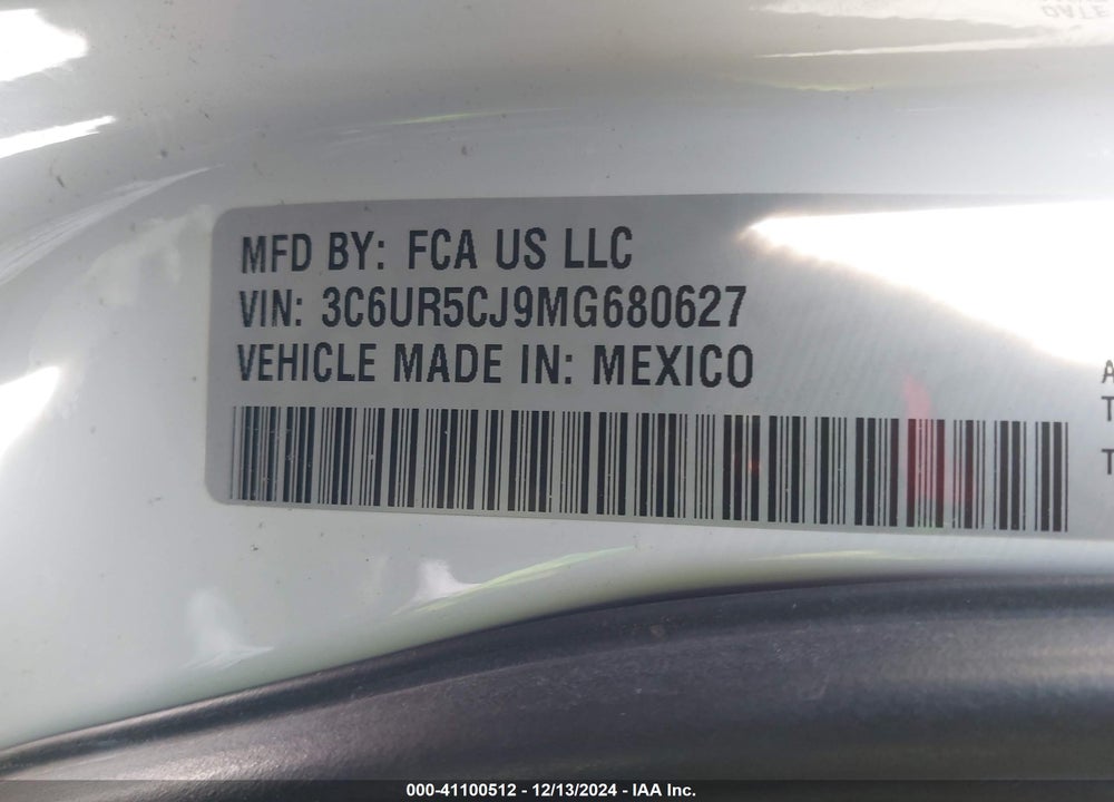 2021 RAM 2500 VIN: 3C6UR5CJ9MG680627