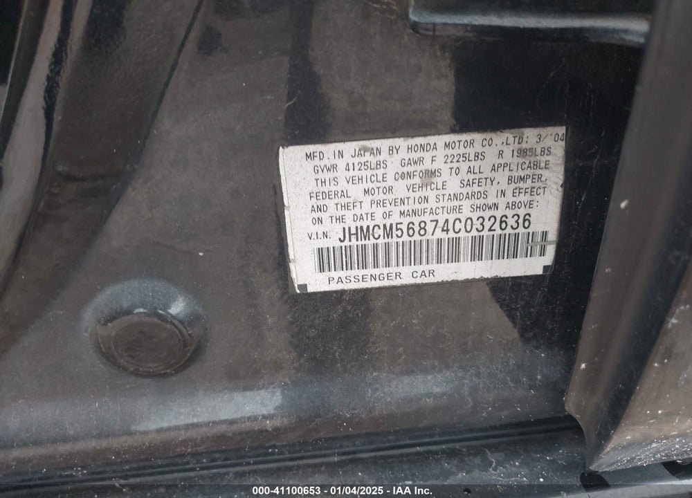 2004 HONDA ACCORD 2.4 EX VIN: JHMCM56874C032636