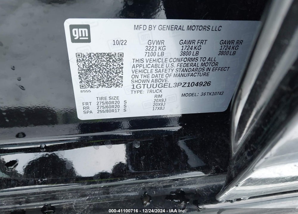 2023 GMC SIERRA 1500 4WD STANDARD BOX DENALI VIN: 1GTUUGEL3PZ104926