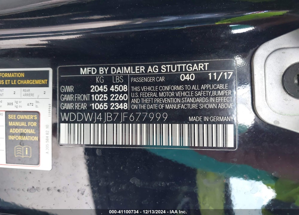2018 MERCEDES-BENZ C 300 VIN: WDDWJ4JB7JF677999
