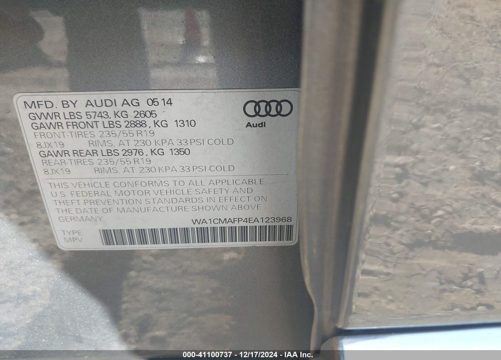 2014 AUDI Q5 3.0 TDI PREMIUM PLUS VIN: WA1CMAFP4EA123968