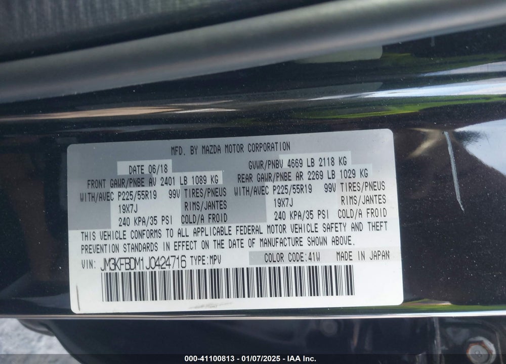 2018 MAZDA CX-5 GRAND TOURING VIN: JM3KFBDM1J0424716