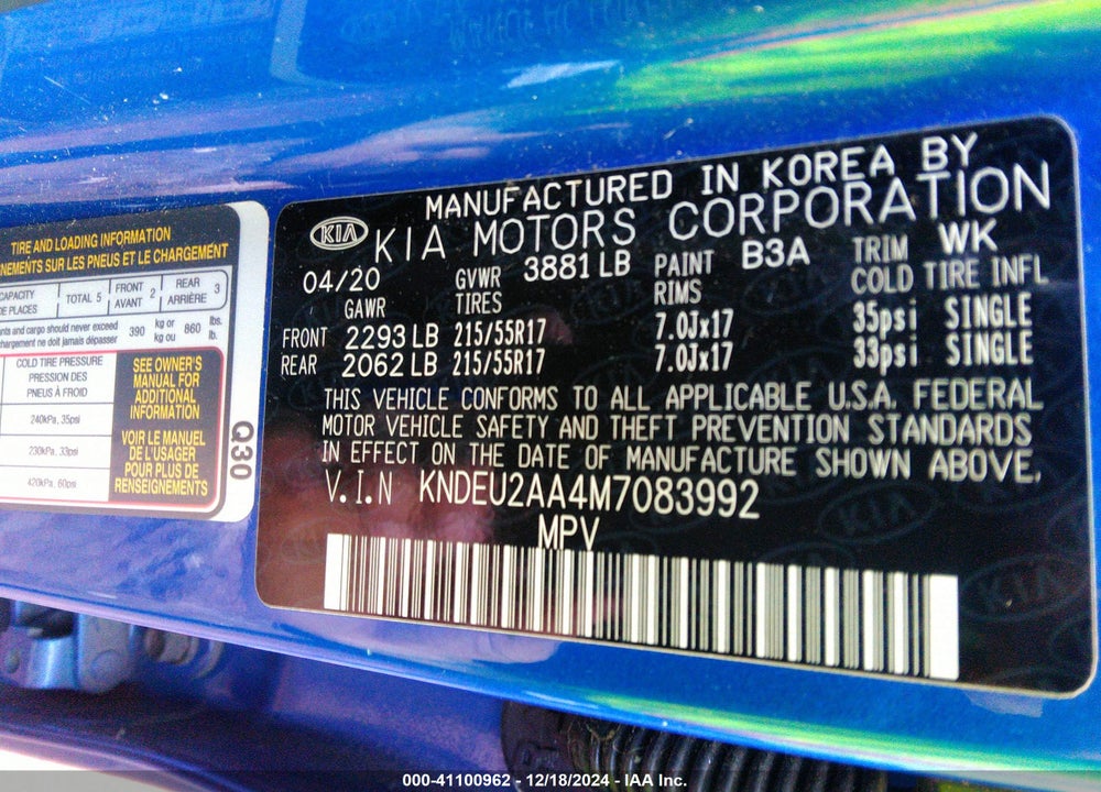 2021 KIA SELTOS S VIN: KNDEU2AA4M7083992