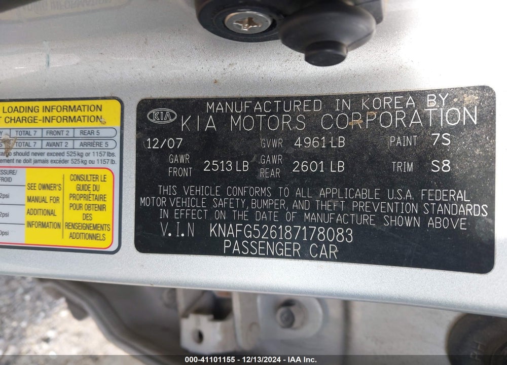 2008 KIA RONDO EX V6 VIN: KNAFG526187178083
