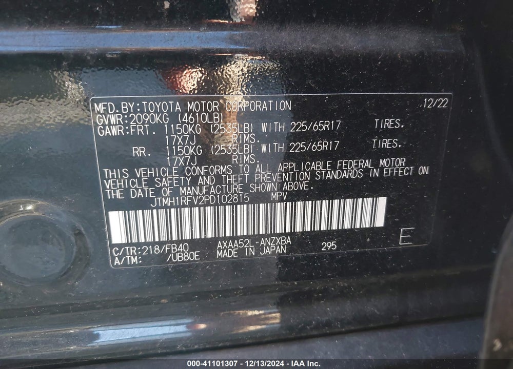 2023 TOYOTA RAV4 VIN: JTMH1RFV2PD102815
