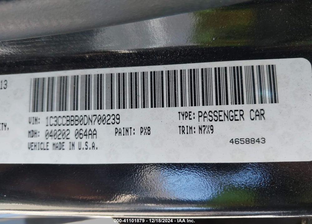 2013 CHRYSLER 200 VIN: 1C3CCBBB0DN700239