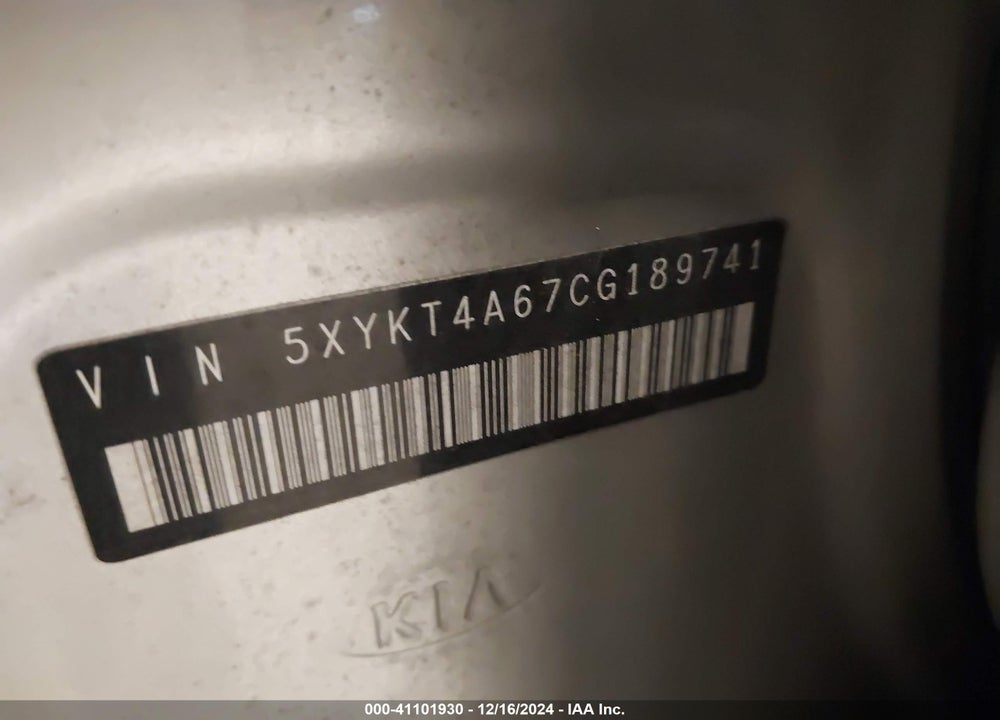 2012 KIA SORENTO LX VIN: 5XYKT4A67CG189741