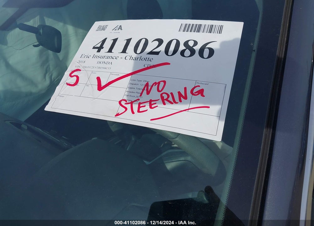 2018 HONDA CIVIC LX VIN: 2HGFC2F57JH594133