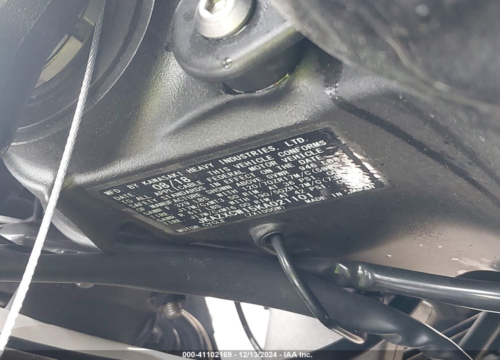 2019 KAWASAKI ZX1000 W VIN: JKAZXCW15KA021101