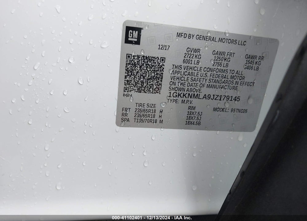 2018 GMC ACADIA SLT-1 VIN: 1GKKNMLA9JZ179145