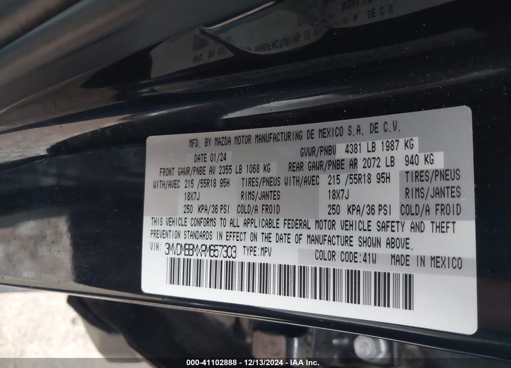 2024 MAZDA CX-30 2.5 S SELECT SPORT VIN: 3MVDMBBMXRM657303