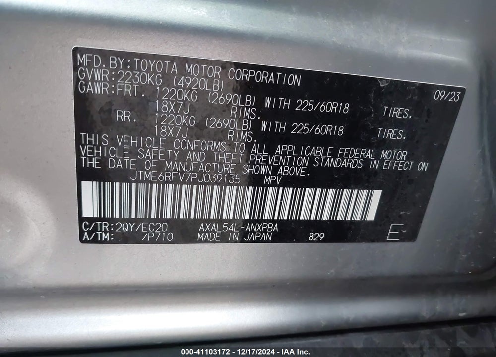 2023 TOYOTA RAV4 HYBRID XSE VIN: JTME6RFV7PJ039135